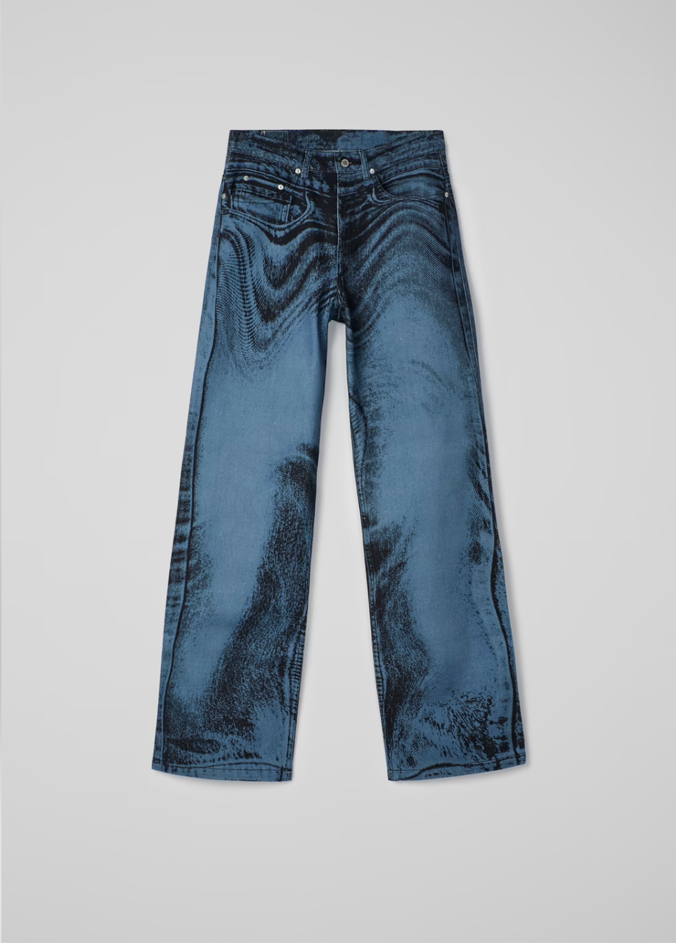 BLUE WAVE PRINT WIDE-LEG DENIM