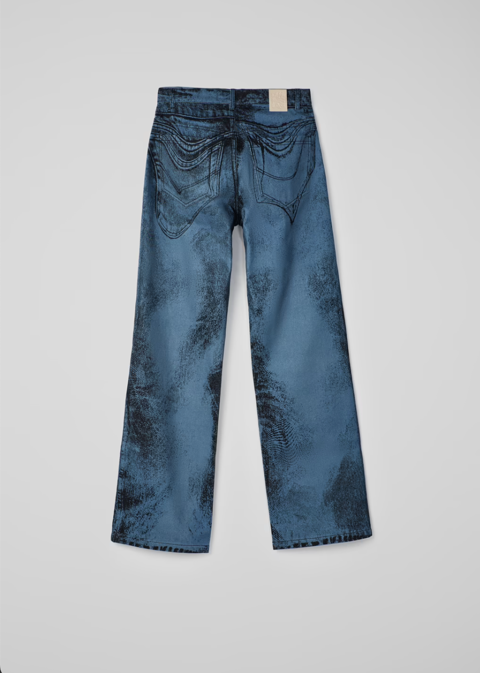 BLUE WAVE PRINT WIDE-LEG DENIM