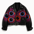 “EYE CONQUER” Cropped Leather Jacket – Limited Edition